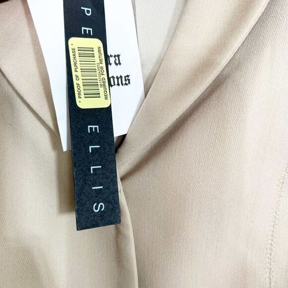 Perry Ellis Jacket Blazer Womens 6 Camel Tan Career Long New Single Breasted - Picture 5 of 8